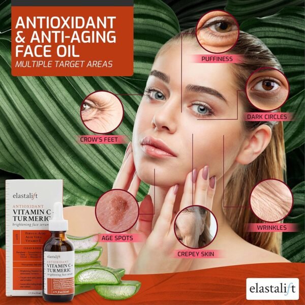 91TWPGl7OAL._SL1500_ Elastalift Concentrated Vitamin C + Turmeric Oil Anti Aging Facial Serum Skin Care Booster - Promote Clear & Brighten Skin Tone - Hydrate Dry Skin, Fight Redness, Restore Skin Strength - 1.75 Fl Oz